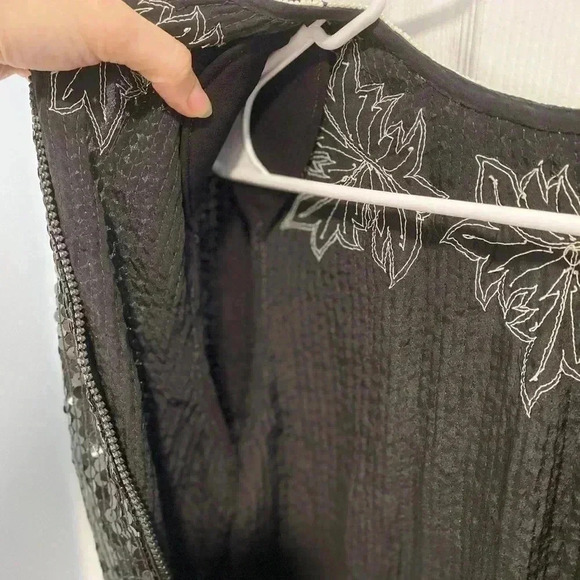 NWT Vintage JUDITH ANN Black&White Beaded 100% Silk Evening Blouse Lux Sz Small - Picture 5 of 9